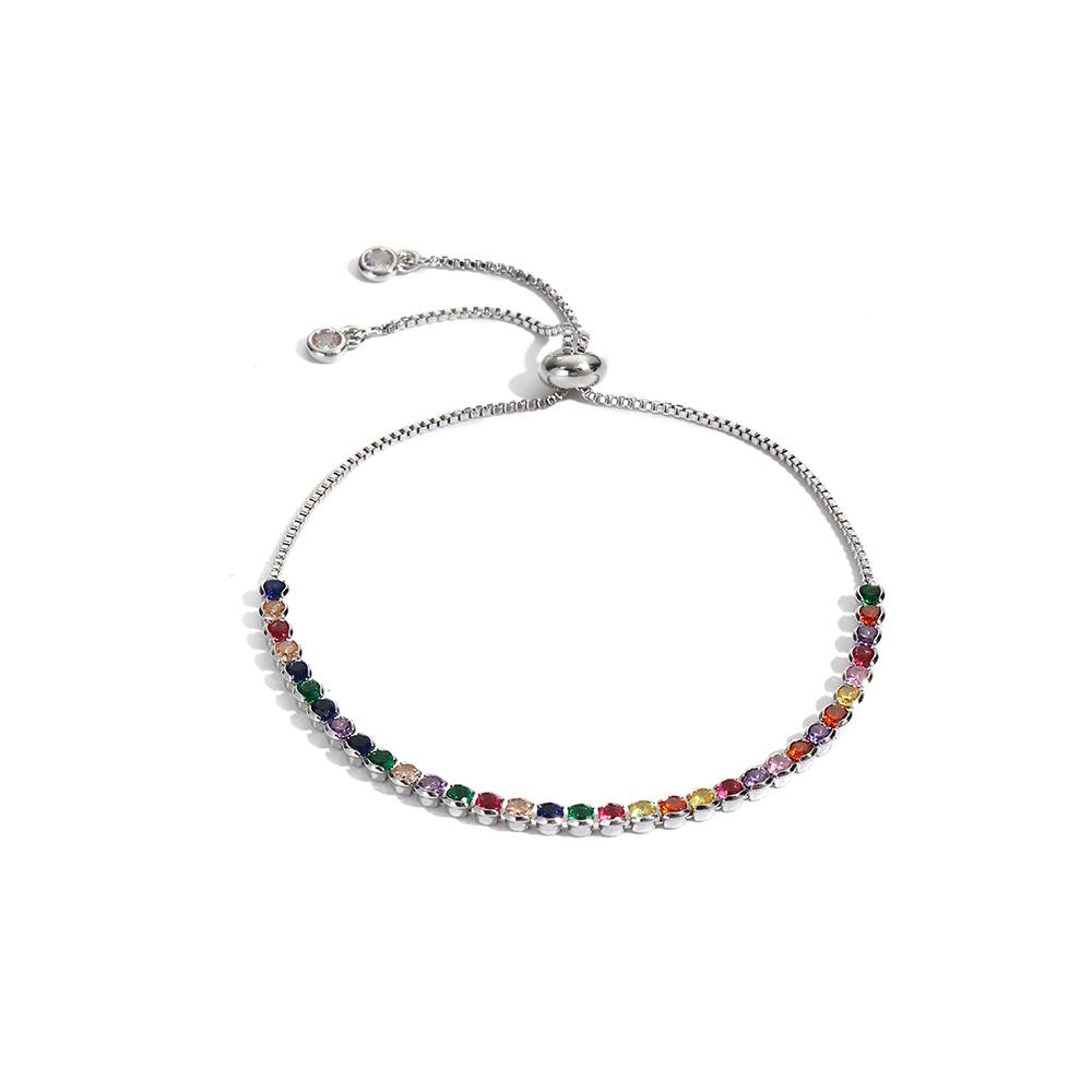 

Luxury Round Rainbow AAA+ Cubic Zircon Tennis Necklace For Women Short Iced Out Bling Neck Accessories Jewelry