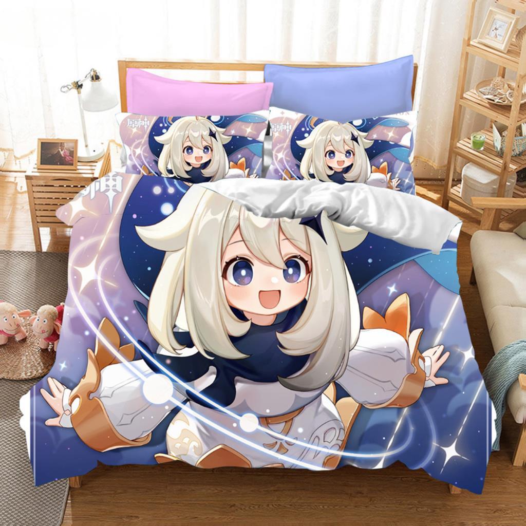 3D Game Genshin Impact Bedding Sets Keqing Xiao Duvet Cover Set 2_3 Pieces Boys Adults Single Full Queen King Size Bed Linen