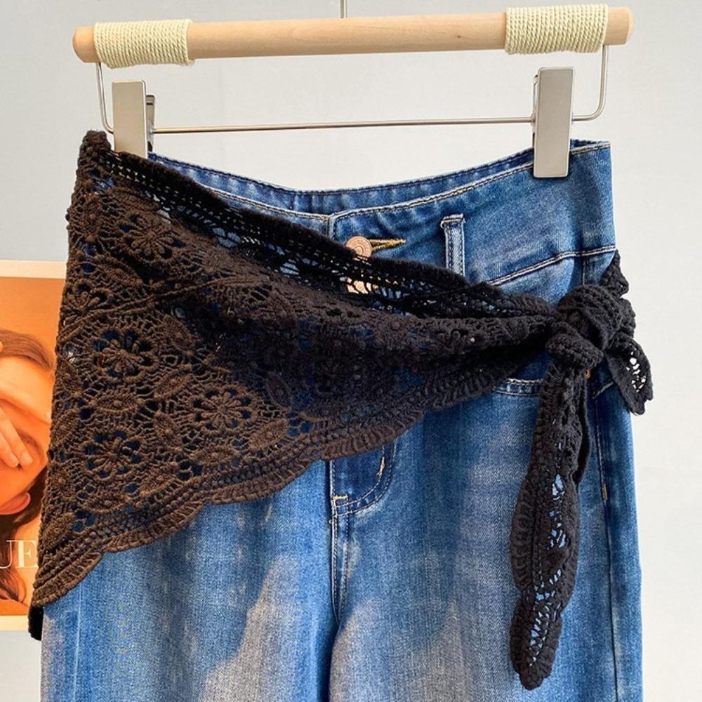 Trendy Lace Trim Fart Curtain Slim Fit Hollowed-out Hip Curtain Pretty Y2K Mini Skirt Summer