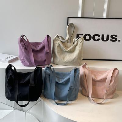 Japanese Solid Color Messenger Bag Waterproof Nylon Bag Female Student Class Shoulder Bag Large Capacity Lightweight Cloth Bag