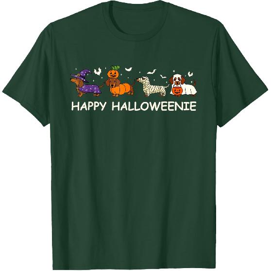 Weiner Dog Witch Happy Halloweenie Cute Halloween Dachshund T-Shirt