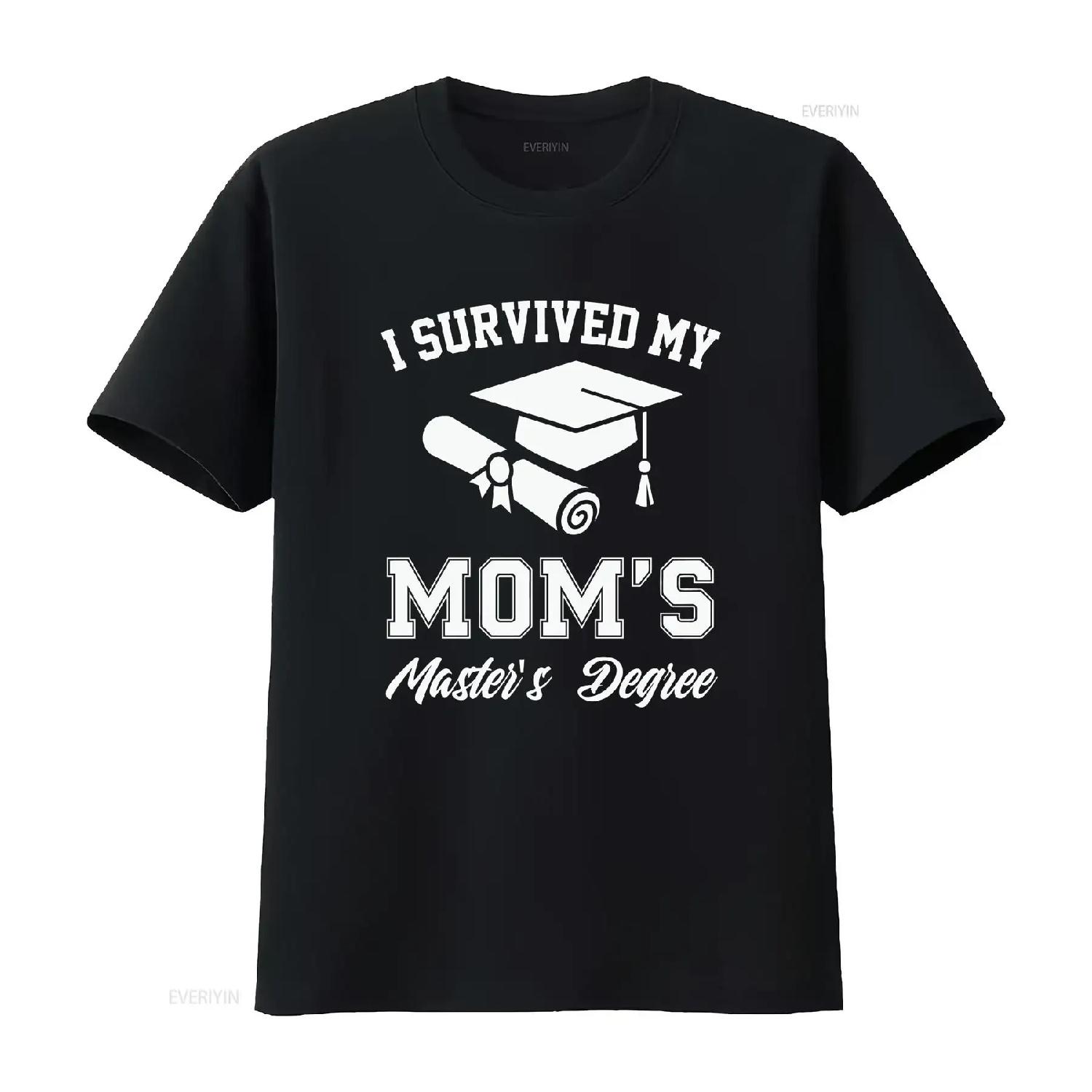 i survived my moms masters degree shirt graduation gifts master graduate for men women kids vintage Washed graphic Comfortable S