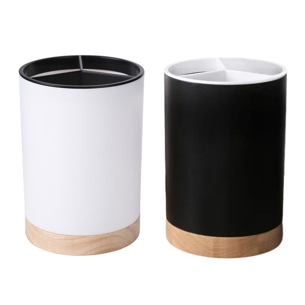 Spacious Ceramic Cooking Utensil Crocks with Swivels Wood Stand Kitchen Supplies for Countertop Farmhouse Decoration