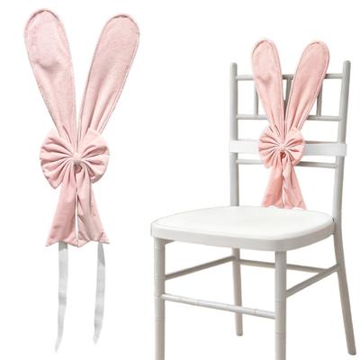 Rabbit Ear Chair Cover Pink Easter Bunny Ear Chair Back Cover Removable Stretch Slipcovers for Spring Birthday Dinning Table Restaurant Party Decor