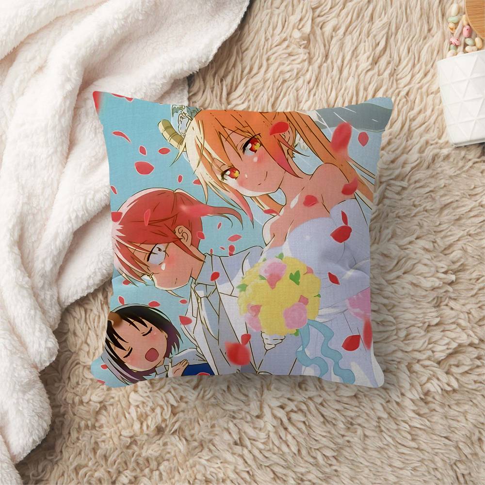 Miss Kobayashis Dragon Maid Cushion Cover Polyester Sofa Cushions Decorative Throw Pillows Home Decoration Pillowcover