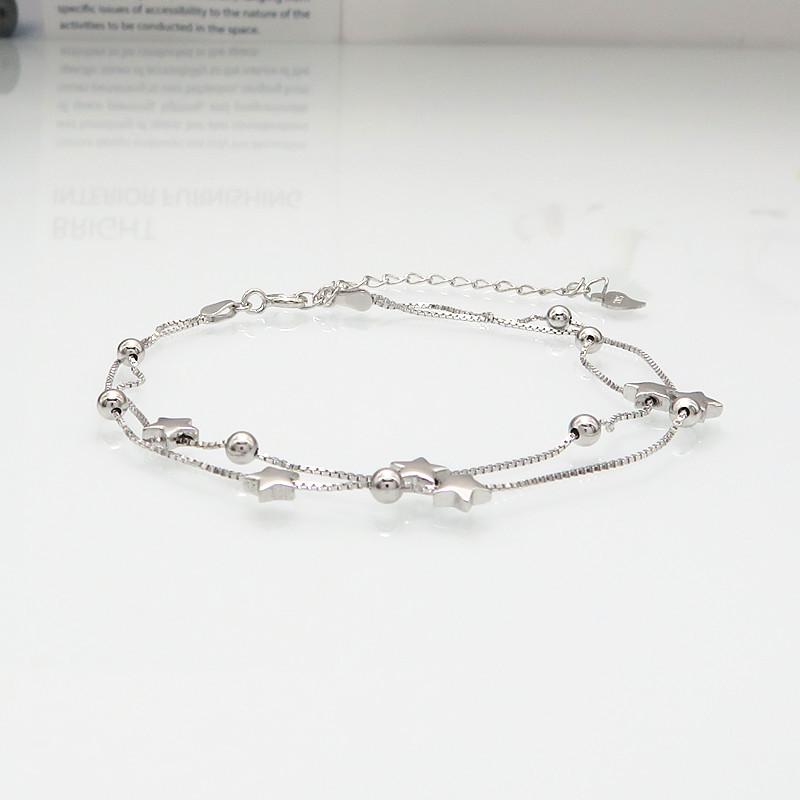 Star Bracelet Exquisite Simple Sterling Silver Five-Pointed Star Double Bracelet Women'S Premium Jewelry