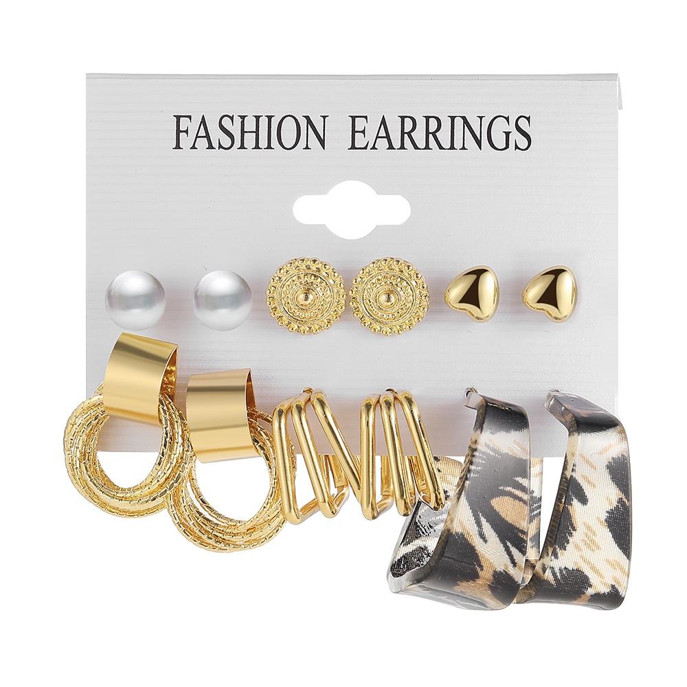 IF ME Fashion Resin   Earrings Set Checkerboard Heart Crystal Butterfly  Earring Women Jewelry Accessories