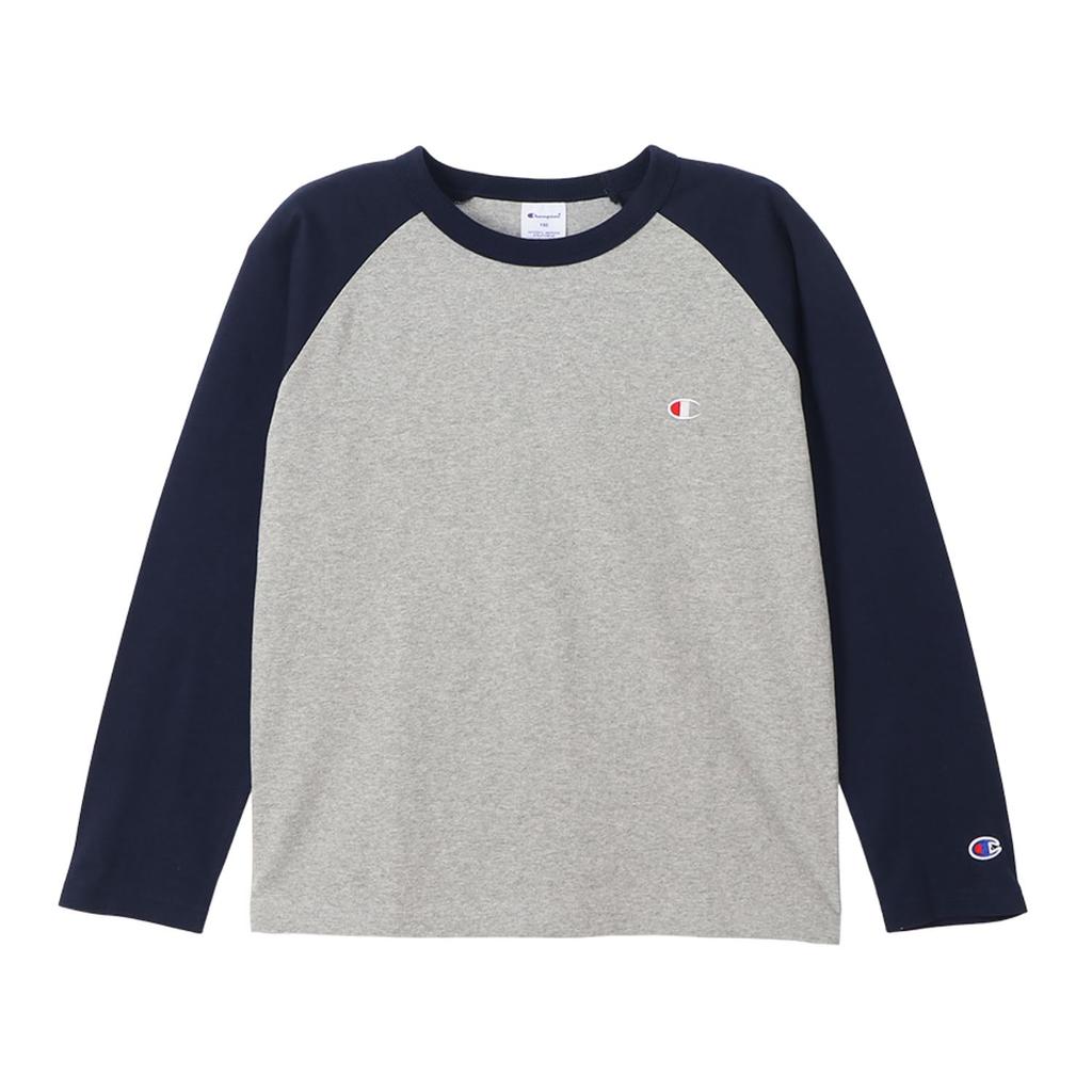 Champion Long Sleeve Crew Logo Raglan Long Sleeve Kids' T-Shirt, Neck, 100% Cotton, Single-Point Embroidery, T-Shirt (CK-Y403-37Z-140)