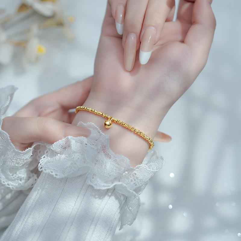 Xiaohongshu Super Sparkle Gold Bead Bracelet for Women – Elegant and Versatile Fashion Jewelry.