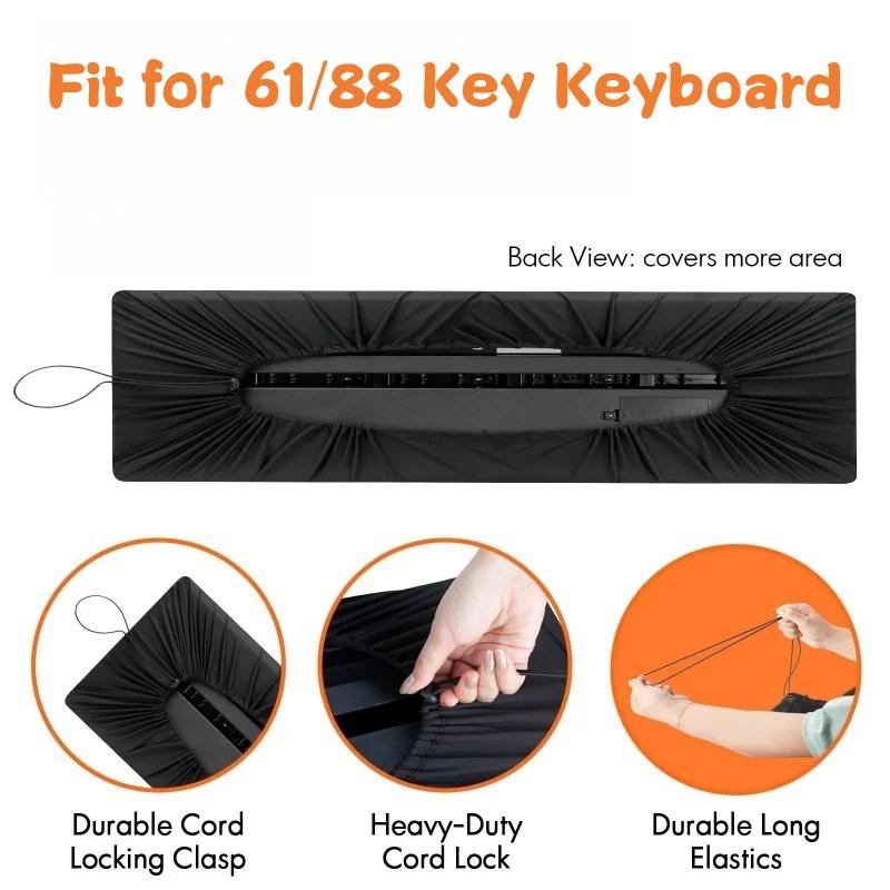 61/88 Keys Piano Keyboard Dust Cover With Elastic & Cord Lock Digital Electronic Piano Cover Breathable Heat Radiation Dustproof