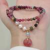 Natural Tourmaline Bracelet Rainbow Candy Color I, Freshwater Pearl Bracelet Strawberry Crystal Bangles Women Fashion Jewelry Accessories Gift