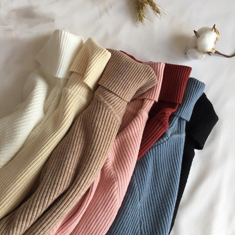 Žebrovaný svetr Dámské Svetry Svetr Zimní Tenký Rolák Pletené Svetry Dámské Měkké Teplé Pletené Svetry S Dlouhým Rukávem