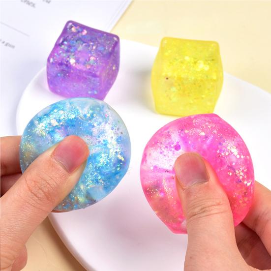 Glitter Cube Squeeze Toy Anxiety Relief Stress Cube Squeeze Sensory Toy Slow Rising Office Workers Relaxation Stress Ball Desk Toy