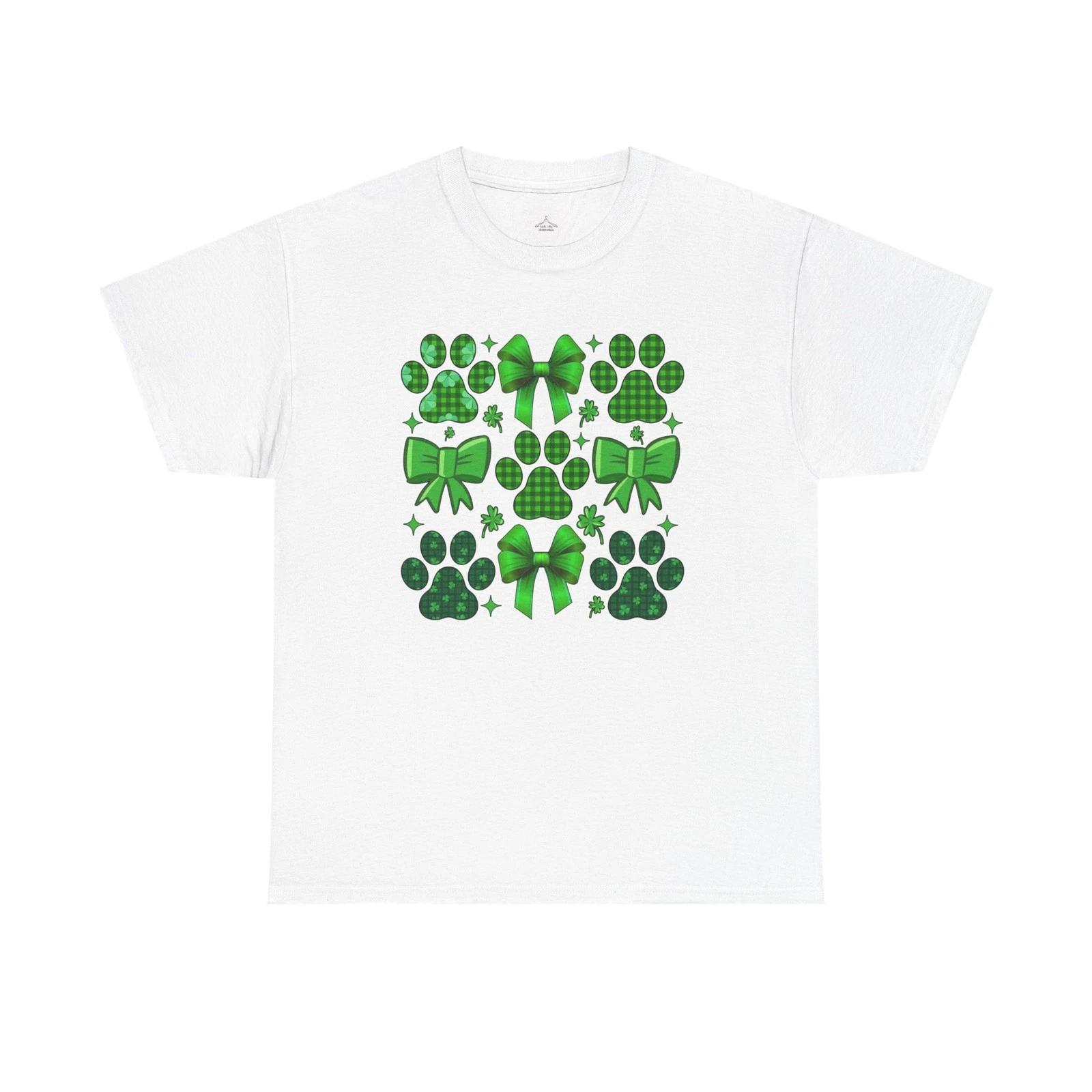 

St. Patrick s Day Unisex Heavy Cotton Tee, Cute Green Bow Design, Irish Gift, S