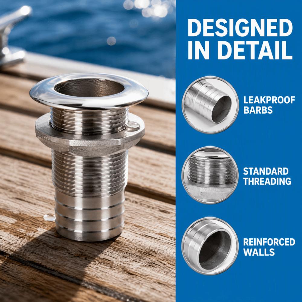 Standard Length Marine Drain Outlet Barbed Design Water Drain Fitting  For Yacht