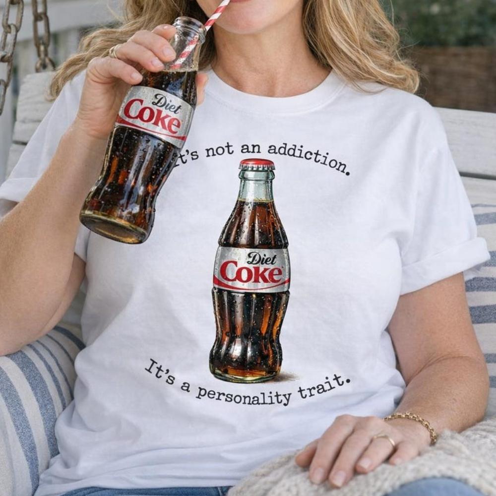 Diet Coke Bottle Illustration TShirt Retro Soda Graphic Tee Soda Lover Gift Shirt Men Women Casual Crewneck Cotton Tee Tops S