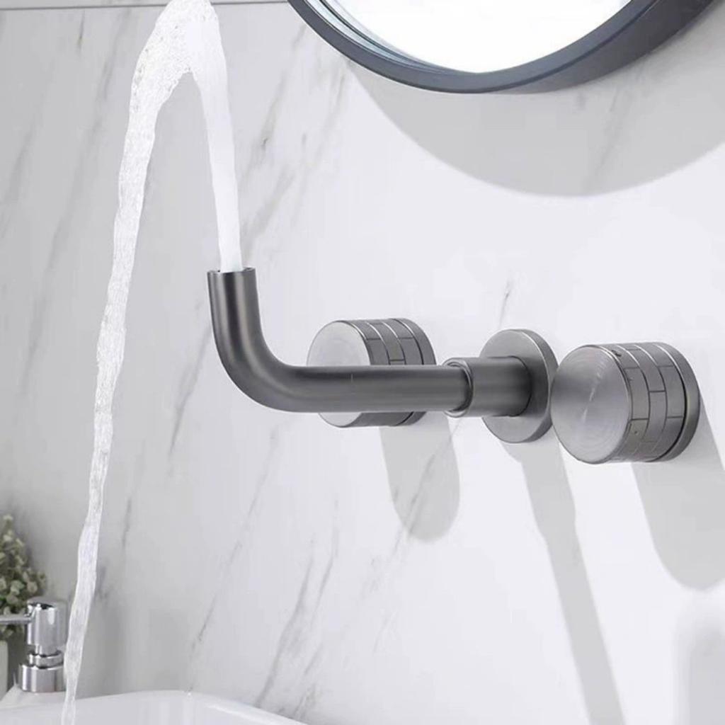 Grey Bathroom Faucet Brush Gold basin faucet Brass widespread faucet Tap luxury Basin Mixer Hot And Cold shower room sink Faucet