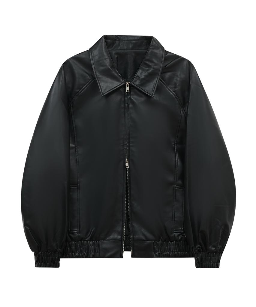 Standarderror 87-Stan058 Raglan Leather Blouson Jacket Black