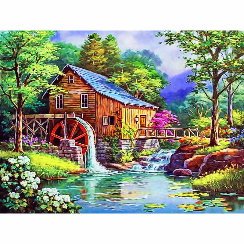 New 5D DIY Diamond Painting Scenic Lodge Diamond Embroidery Scenery Cross Stitch Full Round Drill Home Decor Manual Gift
