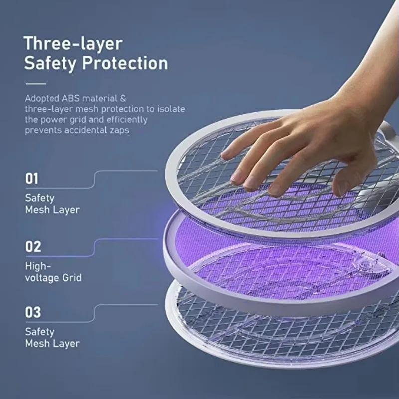 3500V Foldable Electric Mosquito Killer Swatter Racket Insect Killer with UV Light Bug Zapper USB Rechargeable Fly Trap Mosquito