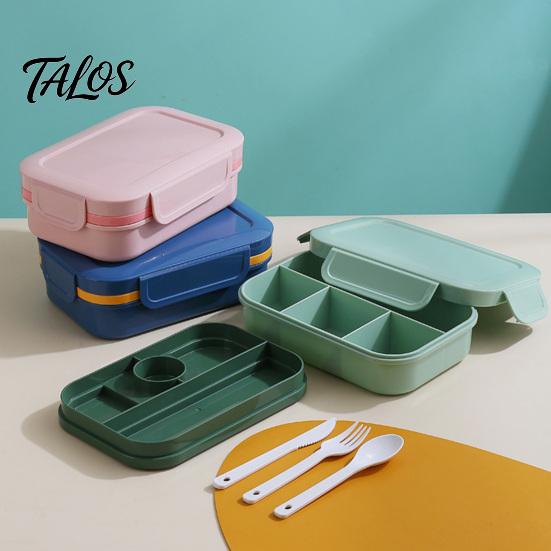 Food Grade Plastic Bento Microwave Safe Lunch Box with Utensils, Multi Compartment for Adults, Daily Meal Prep Workers Portable Container Leak-Proof