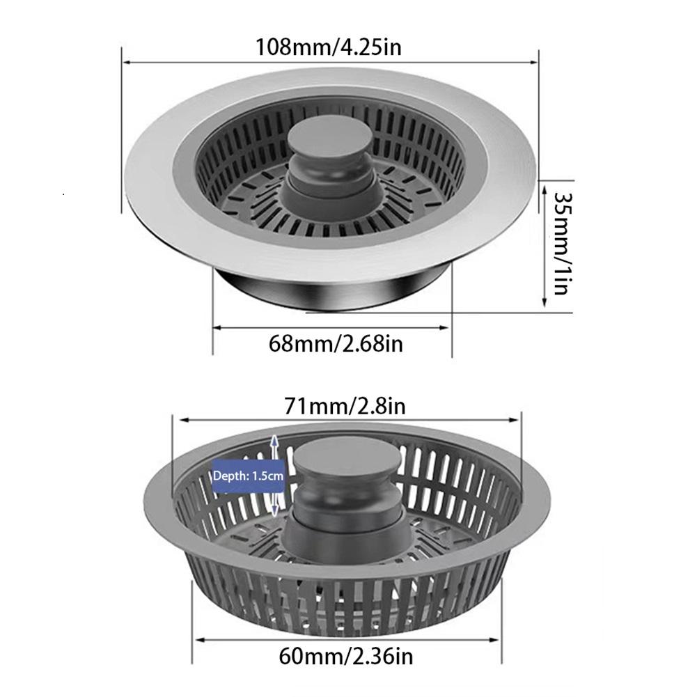 Kitchen Sink Drain Strainer,Stainless Steel Pop Up Sink Stopper,Anti-Clogging Sink Strainer Plug,Kitchen Sink Accessories