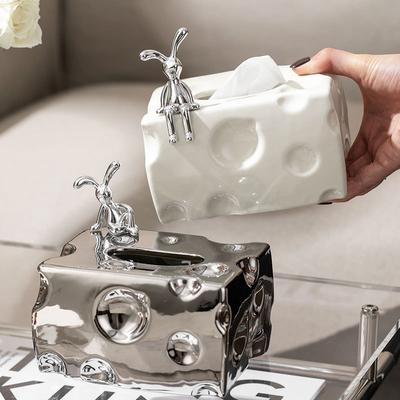 Kreative Käse Taschentuchbox Nordischer Luxus Haushalt Dekorative Papierbox Wohnzimmer Ornamente Galvanisierte Keramik Serviettenbox