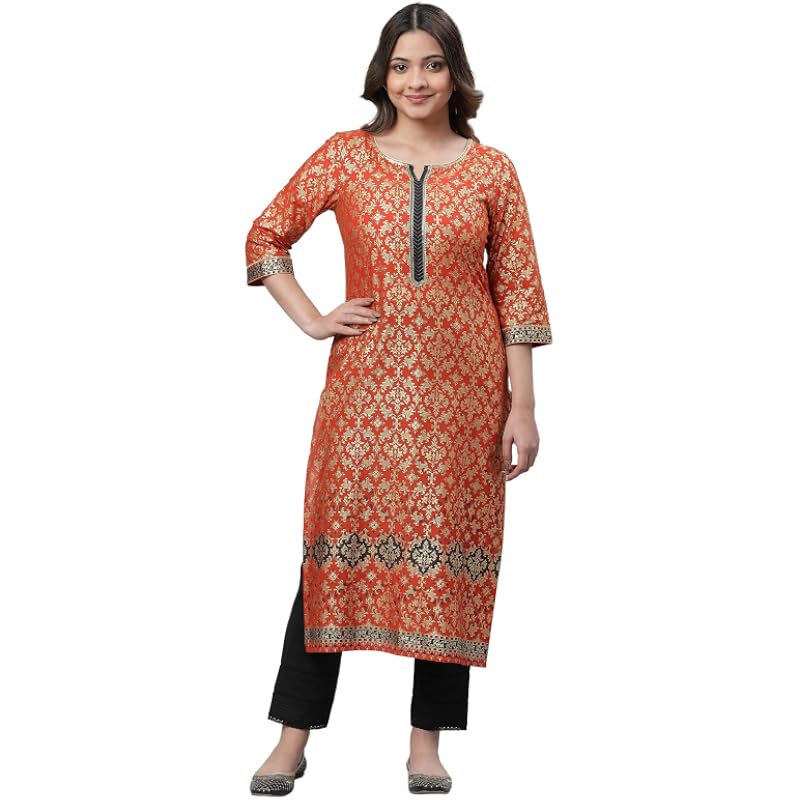 Aurelia Women's Cotton Regular Shirt (23AUA14531-507620_Burnt Orange