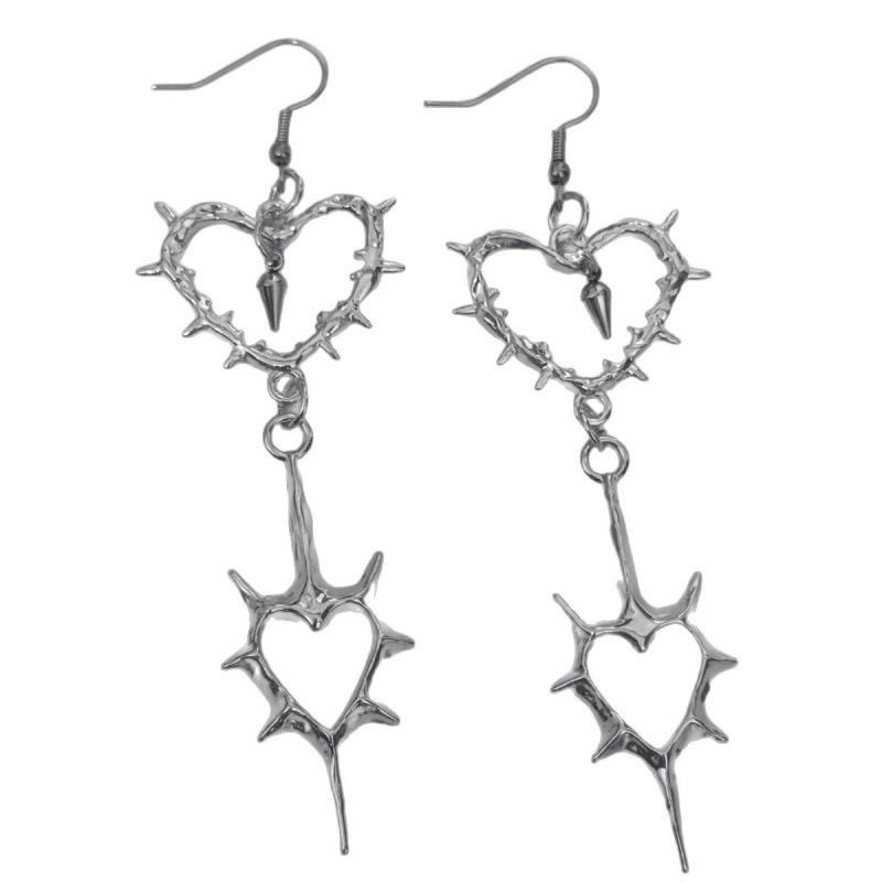 Hypoallergenic Y2K Heart & Thorn Dangle Earrings
