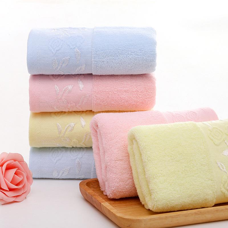 100% Cotton 32-thread Towel for Face Washing, Thick Rose-patterned Towel, Daily-use Face Towel