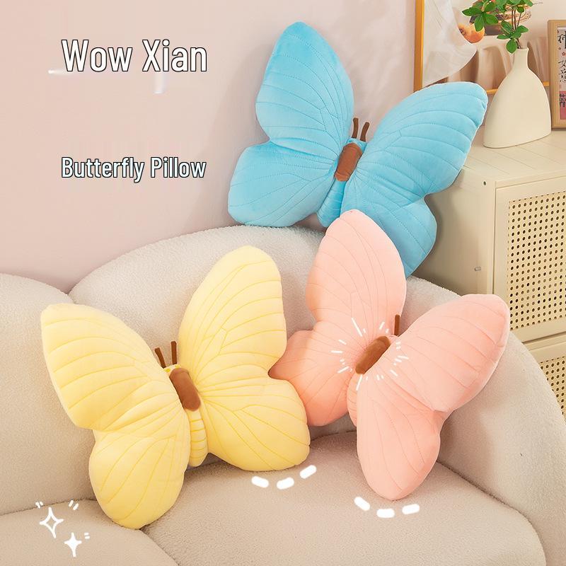 Butterfly Hug Pillow Plush Toy: Girlish Heart Backrest Cushion for Home or Office