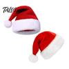 Holiday Costume Accessories Christmas Santa Hat, Flannel Plush Hat for Adults, Soft Thickened Thanksgiving Halloween Props Red White Velvet