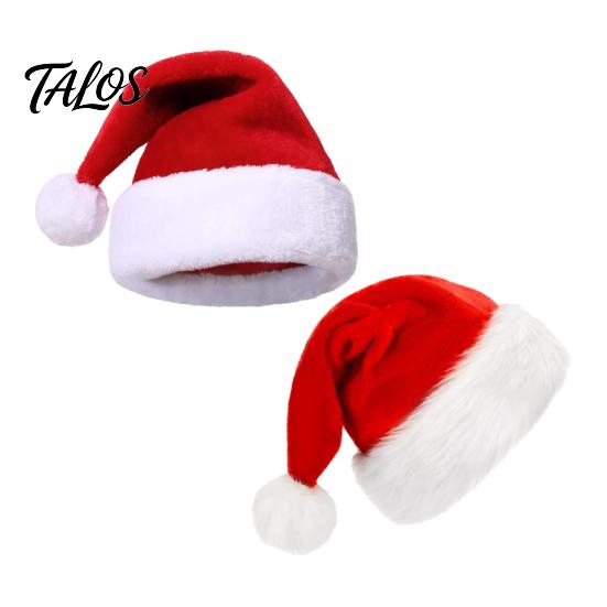 Holiday Costume Accessories Christmas Santa Hat, Flannel Plush Hat for Adults, Soft Thickened Thanksgiving Halloween Props Red White Velvet