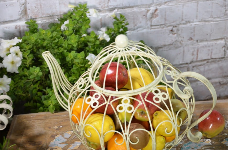 Kettle openwork fruit basket in retro style