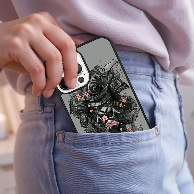 Samurai Japanese Warrior Mask Helmet Phone Case For iPhone 17 Air 15 16e 14 13 Pro Max Coque 12 11 Pro Max PLUS Cover