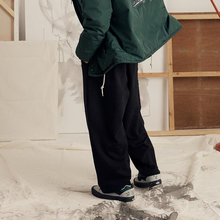 Vans X Bolin Collaboration Asian Artist Series Elastic Waist Drawstring Solid Color Casual Pants Unisex pants Black VN000KDRBLK1