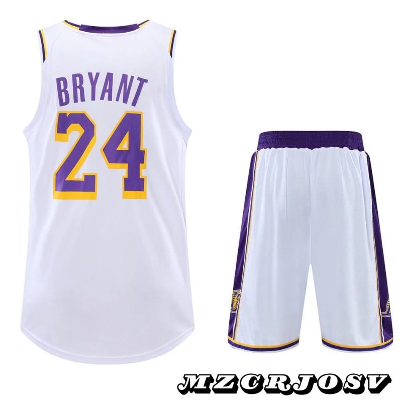 Lakers Kobe 24-es Számú Gyerek Kosárlabda Mez, Lélegző Gyorsan Száradó Sport Szett, Fehér