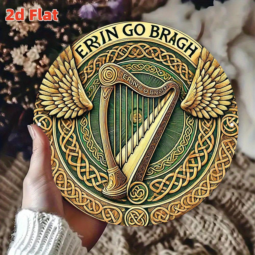 Golden Harp Irish Harp Badge Golden Harp Waterproof Dustproof Aluminum Metal Plaque D Flat Irish Harp Badge 20x20cm(8x8inch)
