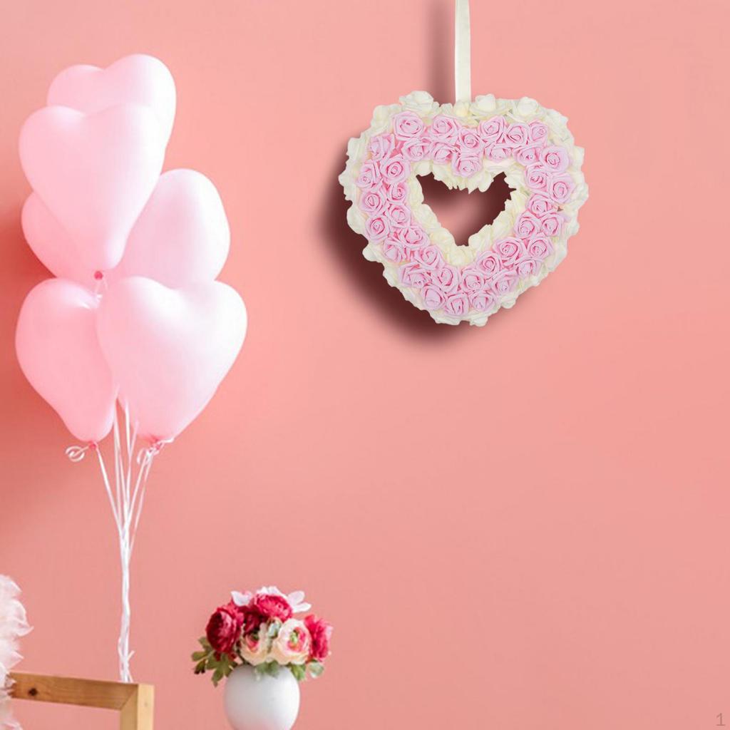 Artificial Heart Shaped Rose Wreath for Table Centerpieces and Events