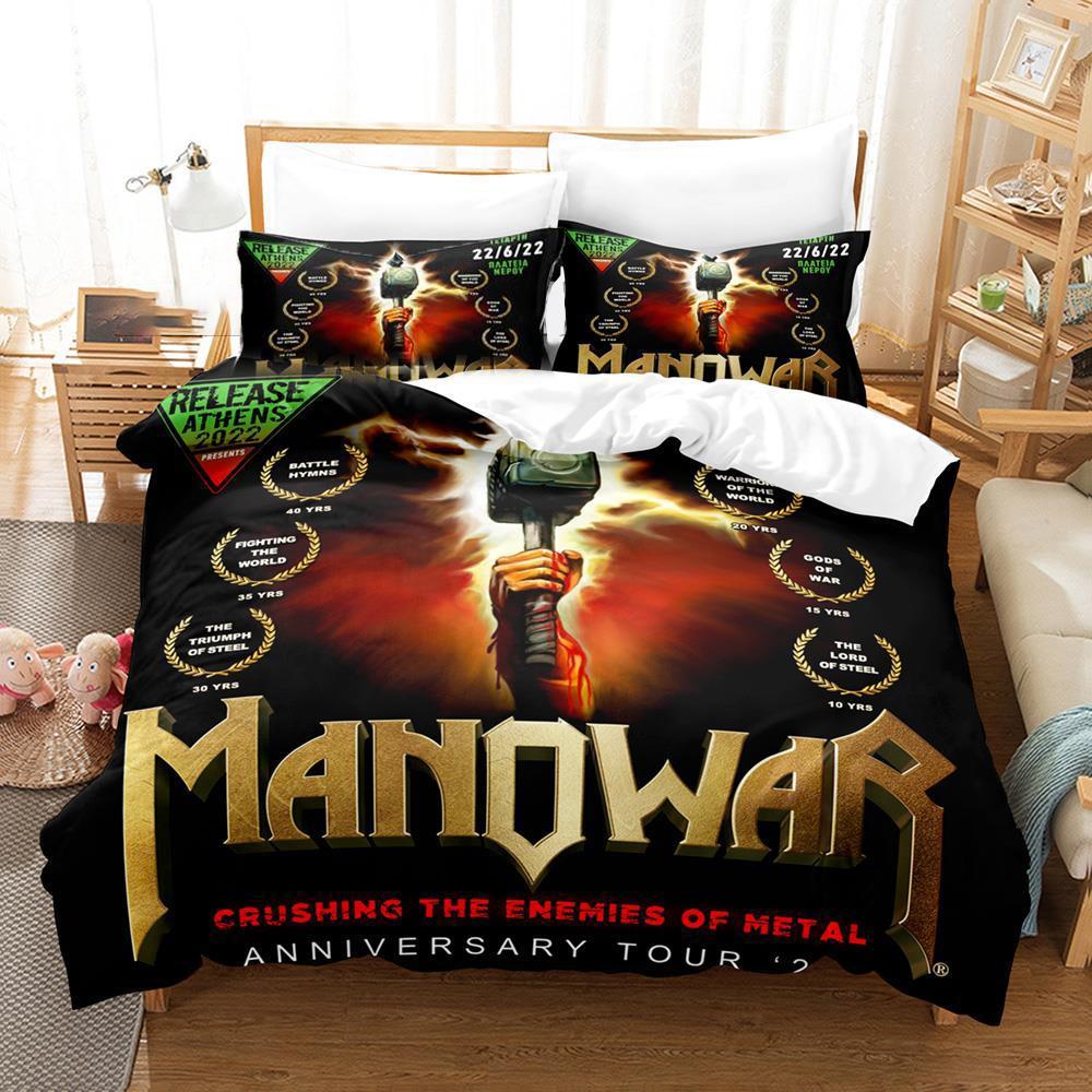 3D Printed Manowar Bedding Set Boys Girls Twin Queen Size Duvet Cover Pillowcase Bed Kids Adult Fashion Home Textileextile
