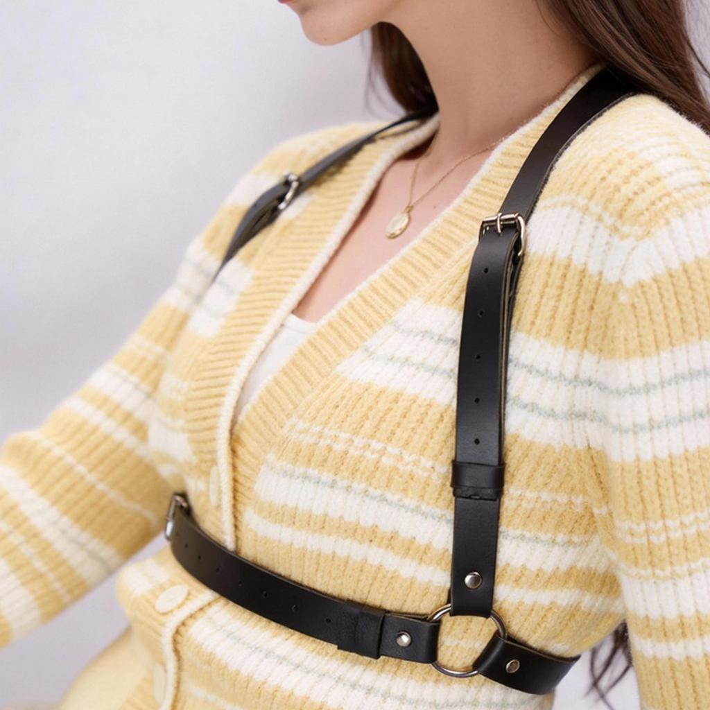 Women's Leather Body Harness - Adjustable Straps, Lightweight Design, Ideal for Layering, Special Occasions