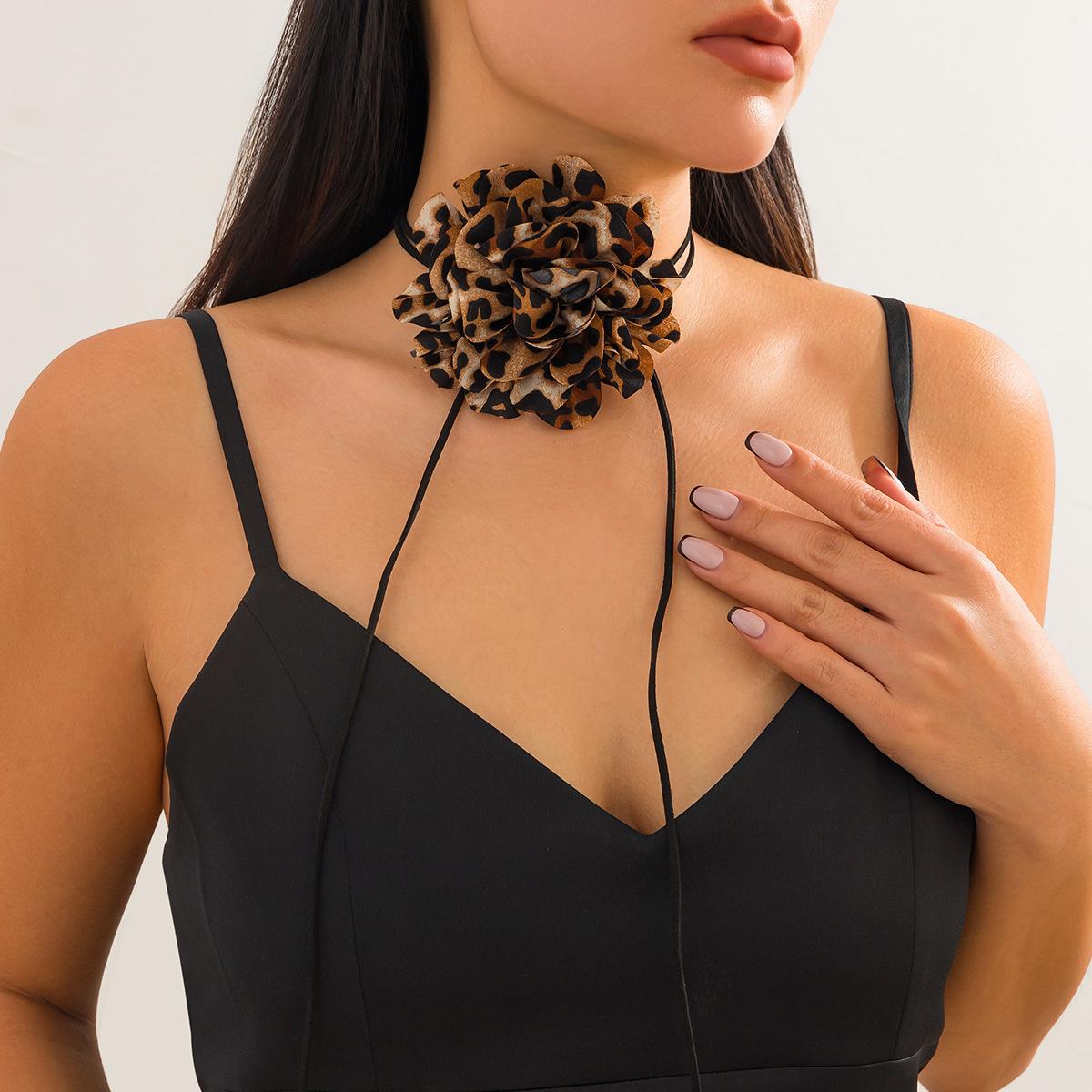 

Аксессуары, простое ожерелье-чокер с леопардовым принтом и цветком, завязанное узлом, для женщин, модный дизайн, цветок