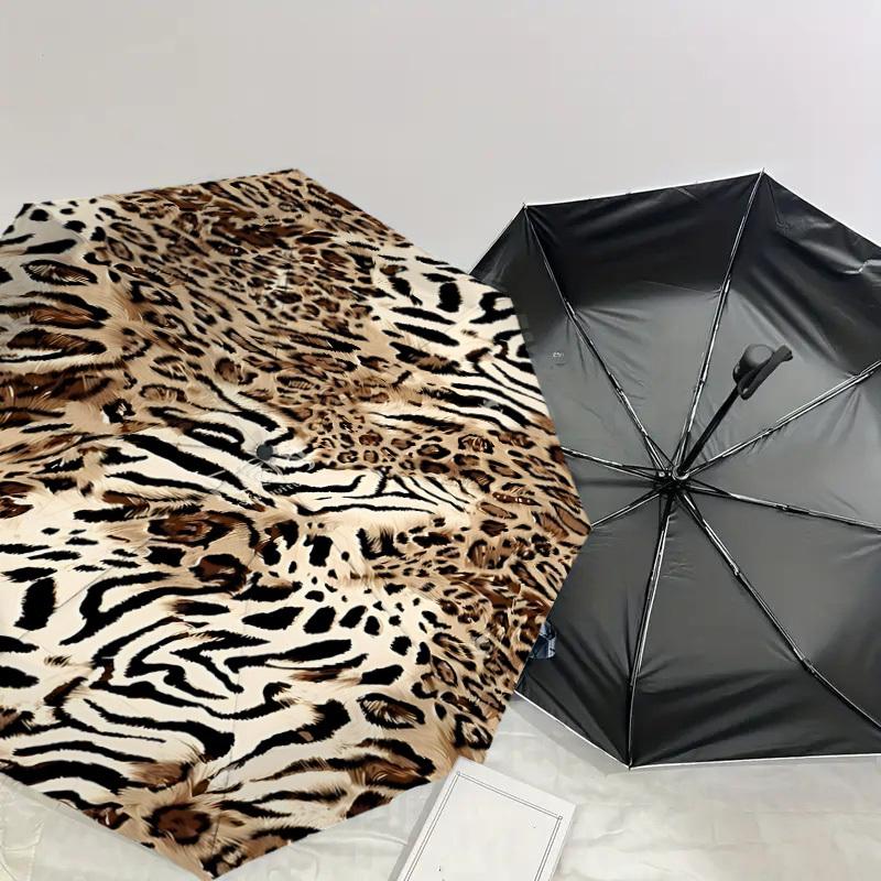 1PC Leopard Print Tiger StripesUmbrella-8-Rib Reinforced, Automatic Open, Lightweight & Durable, Cute Fashion Accessory for Outdoor-P120
