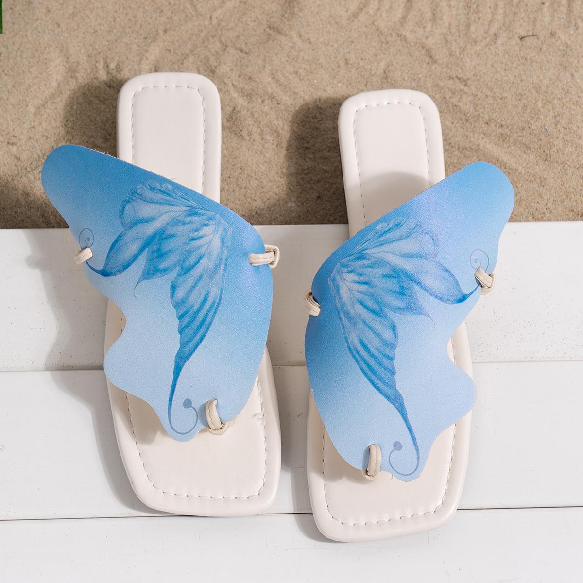 Женские красочные шлепанцы с бабочками — фото 8