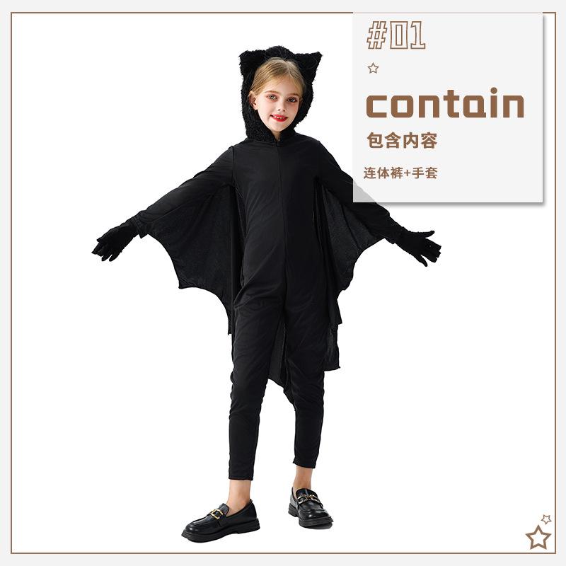 

Хэллоуин Детский костюм Костюм вампира летучей мыши демона Смешной детский костюм Костюм для косплей-шоу XL (140-150cm recommended)