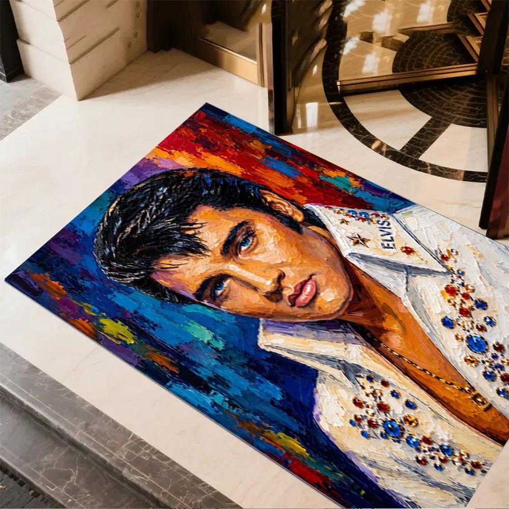 Elvis: Rock Legend Floor Mat Design for Bedrooms Balcony Entryway Decorate room Anti-slip Rug Anime Office Decor Best for Christmas