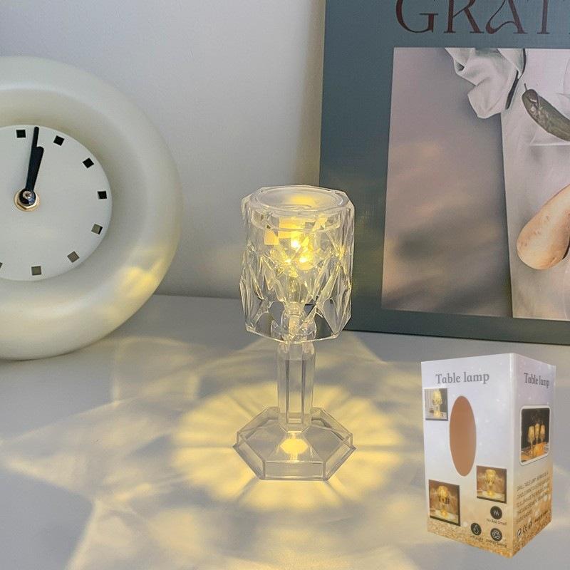 Mini Crystal Table Lamp Color Changing Battery Bedsides Lamp Night Light For Table Dinner Bar Bedroom Party Christmas LED Night