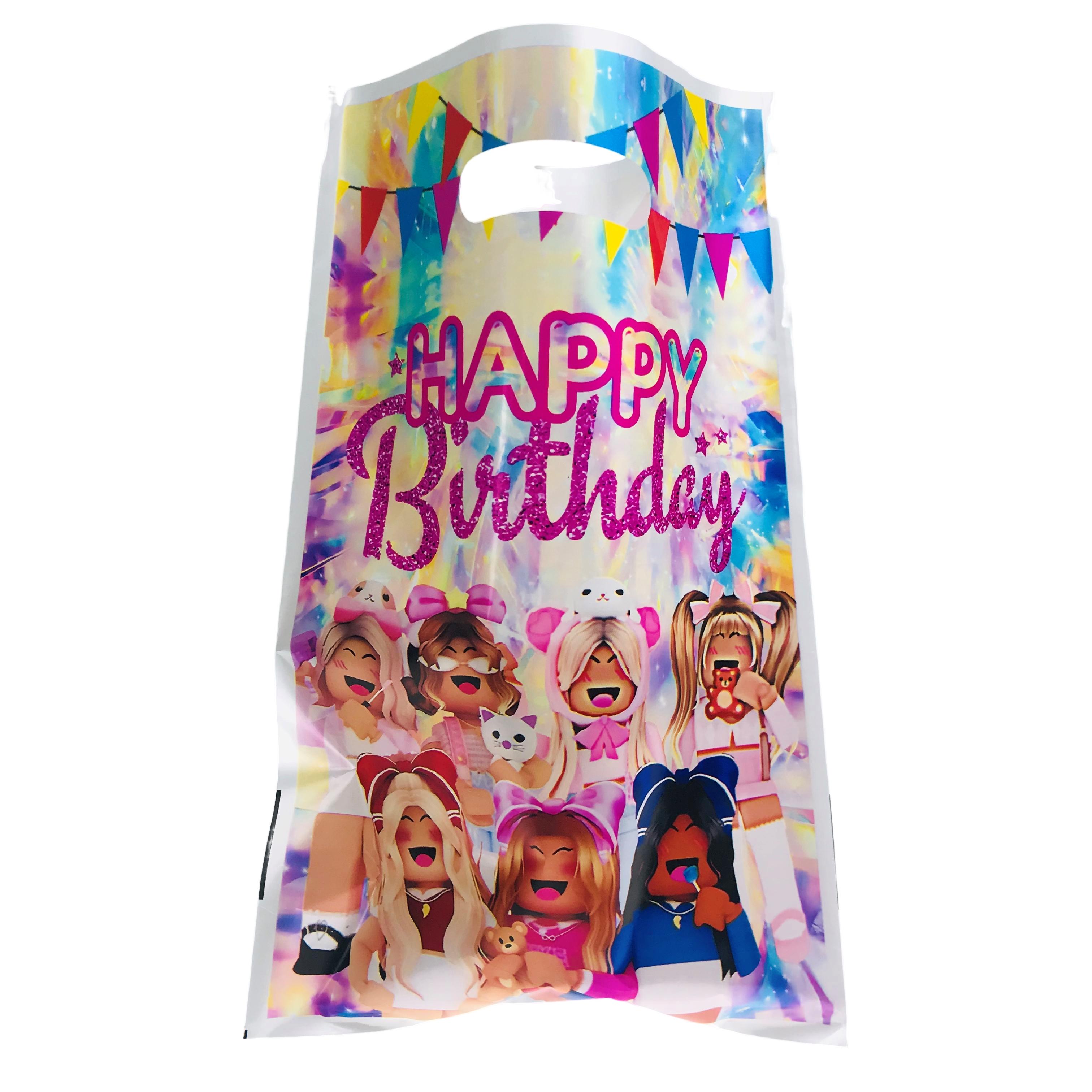 

10/20/30Pcs Pink Roblox Game Cute Cartoon Candy Themed Eco Tote Bags Birthday Party Gift Packaging Plastic Shopping Bag Kid Friendly Entertaining Fun 10pcs