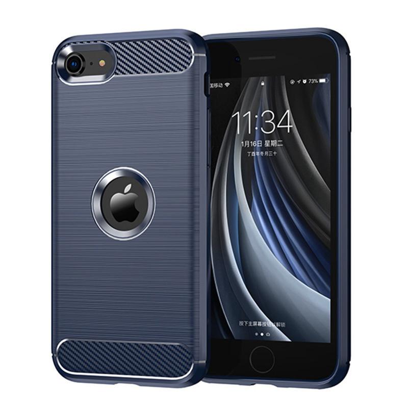 

Для чехла iPhone SE 2022 Чехол для iPhone 13 Pro Max Чехол Ударопрочный чехол из углеродного волокна TPU для iPhone 13 Pro Max SE 2022 Fundas For iPhone 8 Plus синий