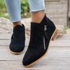 Eleganta slip-on ankelstövlar för damer, spetsig tå, vinterstövlar med dragkedja, dämpad TPR-sula